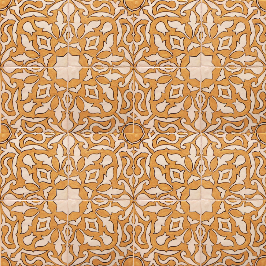 Mosaic House Moroccan tile HPC Custom G 1-18 White Yellow {hand painted handpainted 6x6}